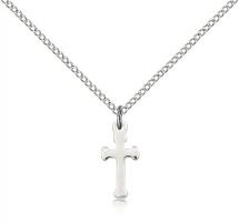 Sterling Silver Cross Pendant, Sterling Silver Lite Curb Chain, 1/2" x 1/4"