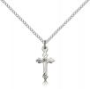 Sterling Silver Cross Pendant, Sterling Silver Lite Curb Chain, 5/8" x 3/8"