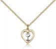 Two-Tone SS/GF Heart / Chalice Pendant, Gold Filled Lite Curb Chain, 1/2" x 3/8"