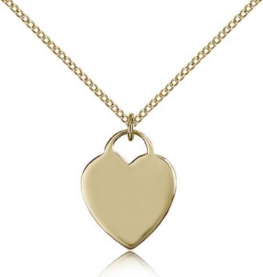 Gold Filled Heart Pendant, Gold Filled Lite Curb Chain, 3/4" x 5/8"