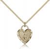Gold Filled Miraculous Heart Pendant, Gold Filled Lite Curb Chain, 5/8" x 1/2"