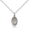 Sterling Silver St. Christopher Pendant, Sterling Silver Lite Curb Chain, 5/8" x 3/8"