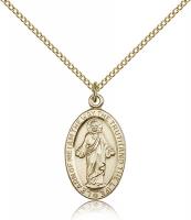 Gold Filled Scapular Pendant, Gold Filled Lite Curb Chain, 7/8" x 1/2"