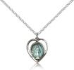 Sterling Silver Miraculous Pendant, Sterling Silver Lite Curb Chain, 5/8" x 1/2"