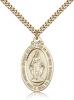 Gold Filled Miraculous Pendant, Stainless Gold Heavy Curb Chain, 1 1/8" x 5/8"