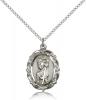 Sterling Silver St. Christopher Pendant, Sterling Silver Lite Curb Chain, 7/8" x 5/8"