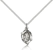 Sterling Silver Guardian Angel Pendant, Sterling Silver Lite Curb Chain, 5/8" x 3/8"
