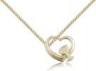 Gold Filled Heart / Chalice Pendant, Gold Filled Lite Curb Chain, 1/2" x 5/8"