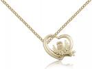Gold Filled Heart / Guardian Angel Pendant, Gold Filled Lite Curb Chain, 1/2" x 5/8"