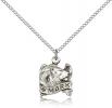 Sterling Silver St. Mark Pendant, Sterling Silver Lite Curb Chain, 5/8" x 1/2"
