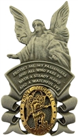 Pewter Guardian Angel wih Gold Saint Michael Medal Visor Clip 42137