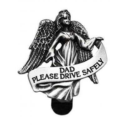 Dad Please Drive Safely Auto Pewter Visor Clip