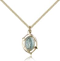 Two-Tone SS/GP Miraculous Pendant, Gold Filled Lite Curb Chain, 3/4" x 3/8"