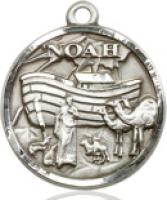 Sterling Silver Noah Pendant, Sterling Silver Lite Curb Chain, 3/4" x 3/4"