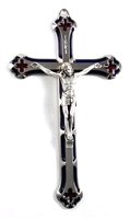 7" Blue and Red Enamel Crucifix