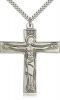 Sterling Silver Cursillio Cross Pendant, Stainless Silver Heavy Curb Chain, 2" x 1 5/8"