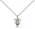 Sterling Silver Scapular Pendant, Sterling Silver Lite Curb Chain, 3/8" x 3/8"