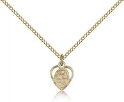 Gold Filled St. Ann Pendant, Gold Filled Lite Curb Chain, 3/8" x 1/4"