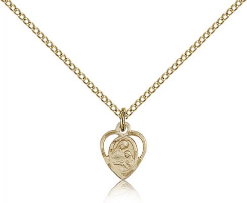 Gold Filled St. Ann Pendant, Gold Filled Lite Curb Chain, 3/8" x 1/4"