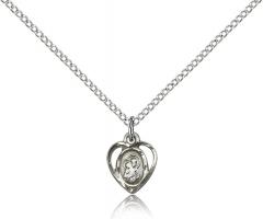 Sterling Silver Our Lady of Perpetual Health Pendant, Sterling Silver Lite Curb Chain, 3/8" x 1/4"