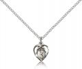 Sterling Silver Our Lady of La Salette Pendant, Sterling Silver Lite Curb Chain, 3/8" x 1/4"