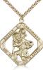 Gold Filled St. Christopher Pendant, Stainless Gold Heavy Curb Chain, 1 3/4" x 1 1/2"