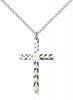 Sterling Silver Cross Pendant, Sterling Silver Lite Curb Chain, 1 1/8" x 3/4"