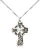 Sterling Silver Celtic Cross Pendant, Sterling Silver Lite Curb Chain, 1" x 5/8"