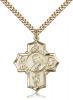 Gold Filled Philomena/Vian/Bos/Jude/Ger Pendant, Stainless Gold Heavy Curb Chain, 1 1/4" x 1"