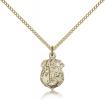 Gold Filled St. Michael the Archangel Pendant, Gold Filled Lite Curb Chain, 5/8" x 3/8"