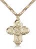 Gold Filled Our Lady 5-Way Pendant, Stainless Gold Heavy Curb Chain, 1 1/4" x 1"