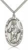 Sterling Silver Scapular Pendant, Stainless Silver Heavy Curb Chain, 1 5/8" x 1"