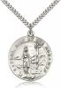 Sterling Silver St. Kateri Pendant, Stainless Silver Heavy Curb Chain, 1 1/4" x 1 1/8"