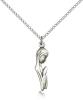Sterling Silver Madonna Pendant, Sterling Silver Lite Curb Chain, 1" x 1/4"
