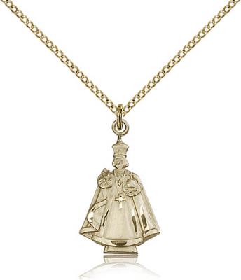 Gold Filled Infant Figure Pendant, Gold Filled Lite Curb Chain, 7/8" x 1/2"