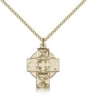 Gold Filled Rcia Pendant, Gold Filled Lite Curb Chain, 7/8" x 5/8"