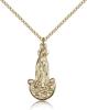 Gold Filled Our Lady of Fatima Pendant, Gold Filled Lite Curb Chain, 1" x 1/2"