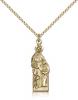 Gold Filled St. Ann Pendant, Gold Filled Lite Curb Chain, 1" x 3/8"