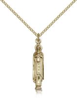 Gold Filled Madonna & Child Pendant, Gold Filled Lite Curb Chain, 1" x 1/8"