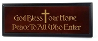 God Bless Our Home Peace to All Who Enter Wood Wall Plaque N356