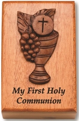 Solid Mahogany Wood First Holy Communion Box N2008