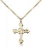 Gold Filled Cross Pendant, Gold Filled Lite Curb Chain, 7/8" x 5/8"