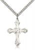 Sterling Silver Cross Pendant, Stainless Silver Heavy Curb Chain, 1 1/4" x 7/8"