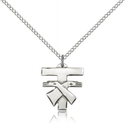 Sterling Silver Franciscan Cross Pendant, Sterling Silver Lite Curb Chain, 5/8" x 5/8"
