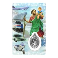 Saint Christopher Holy Card with Medal C114
