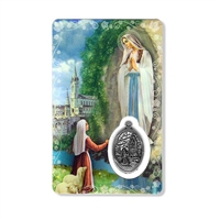 Our Lady of Lourdes Holy Card with Medal C121