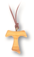 Olive Wood Tau Cross on Cord 629