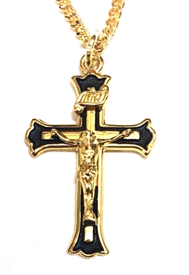 24K Gold over Sterling Silver Crucifix with a Gold Plated Chain SX8129VH