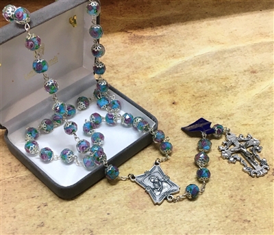 Light Blue Crystal Rose Rosary 108-16-5016