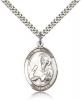 Sterling Silver St. Andrew the Apostle Pendant, Stainless Silver Heavy Curb Chain, Large Size Catholic Medal, 1" x 3/4"